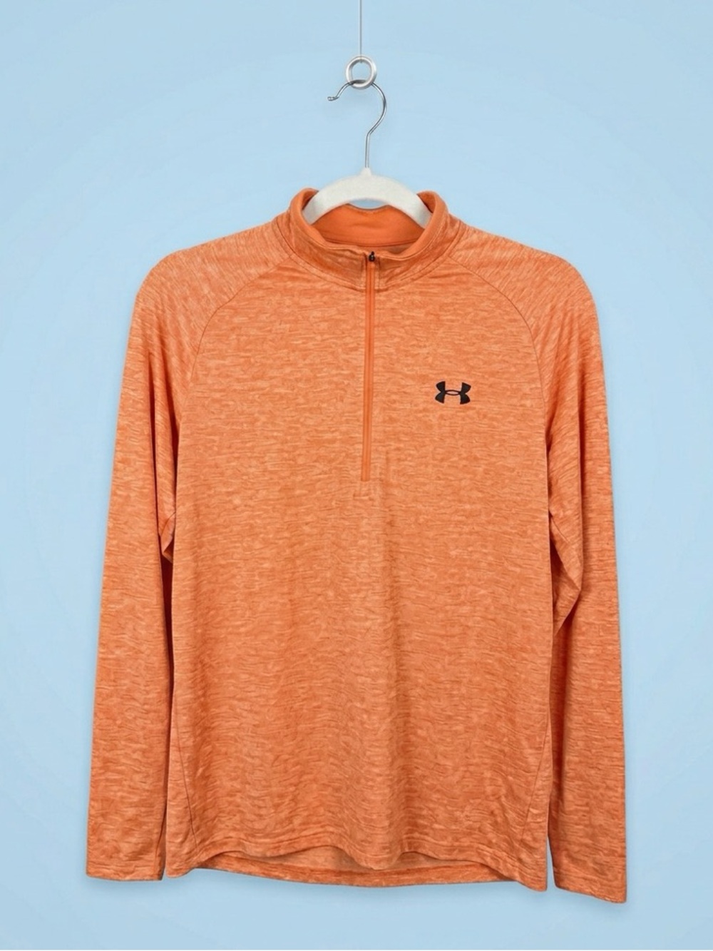 Under Armour Orange Heather Quarter-Zip Performance Top